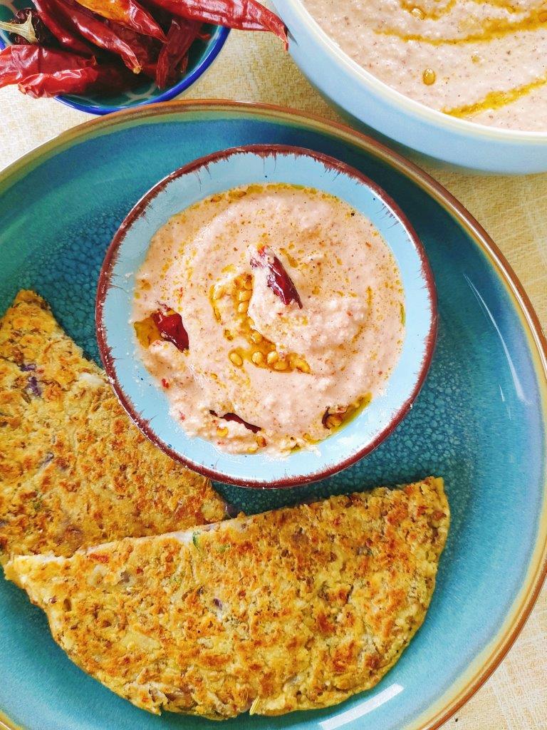 Moth Bean sprouts adai with coconut chutney