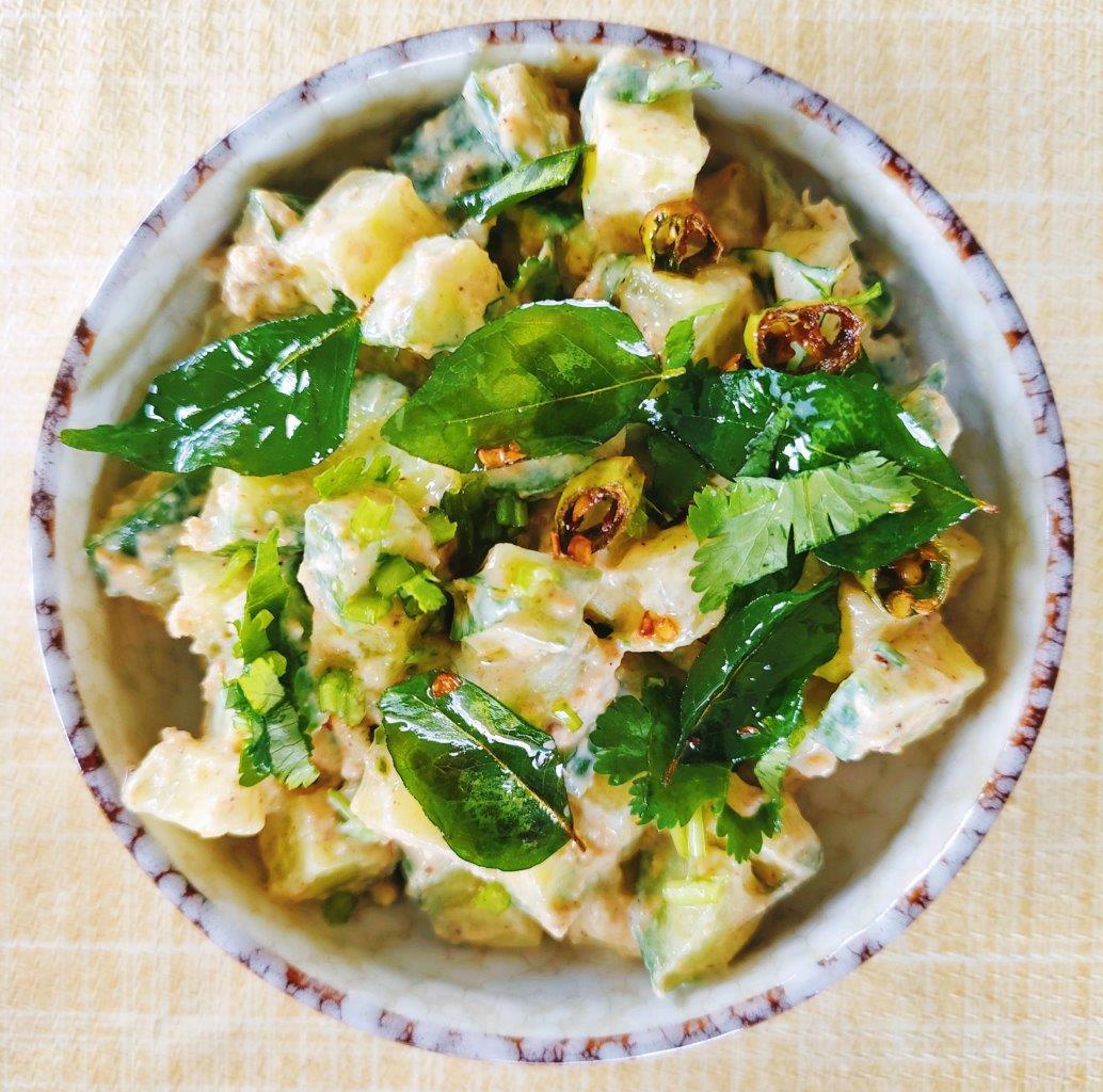 Cucumber salad with yoghurt and sesame