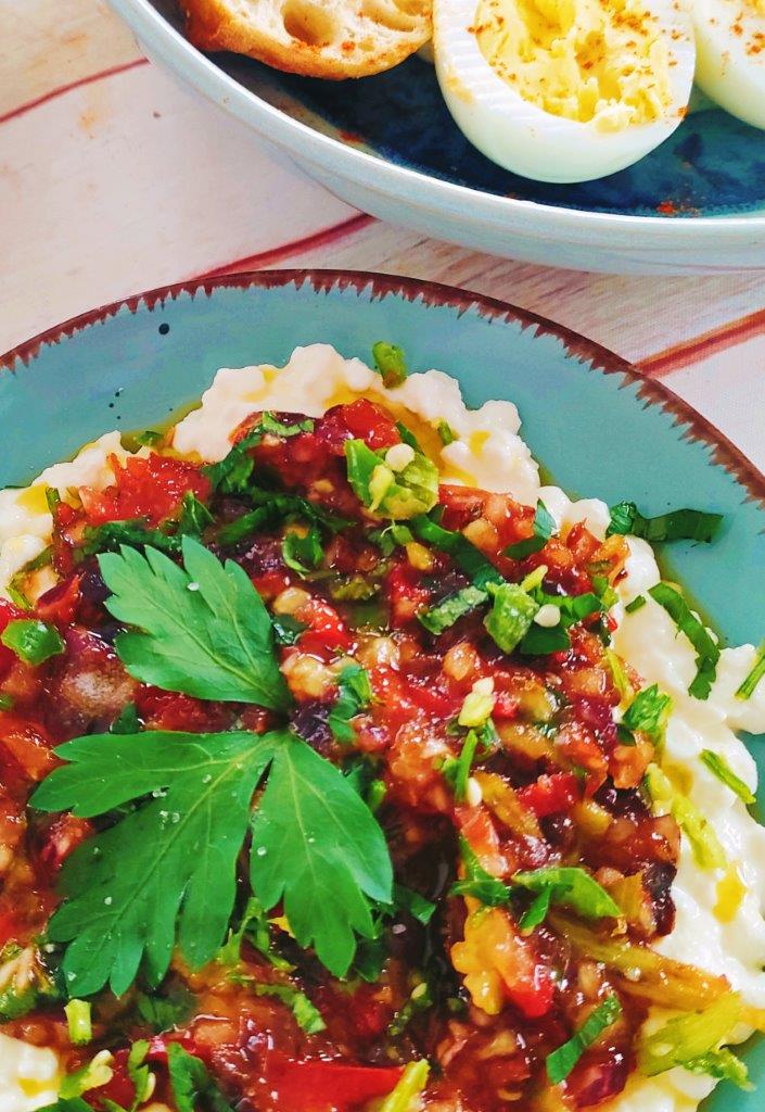 Plum Salsa with boiled eggs